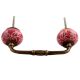 Dark Pink Leaf Floral Ceramic Bridge Handle